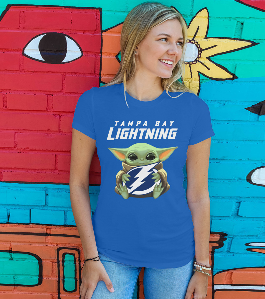 Tampa Bay Lightning Baby Yoda Holding T-Shirt