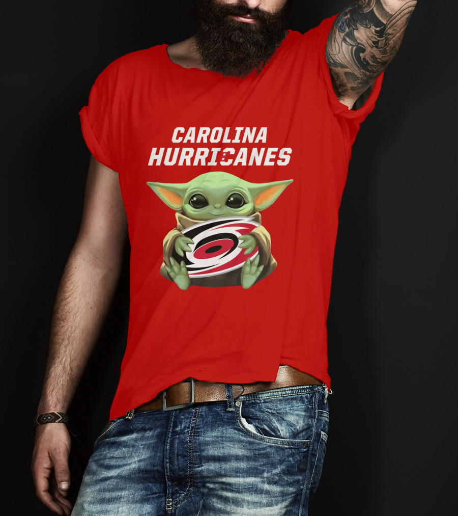 Carolina Hurricanes Baby Yoda Holding T-Shirt