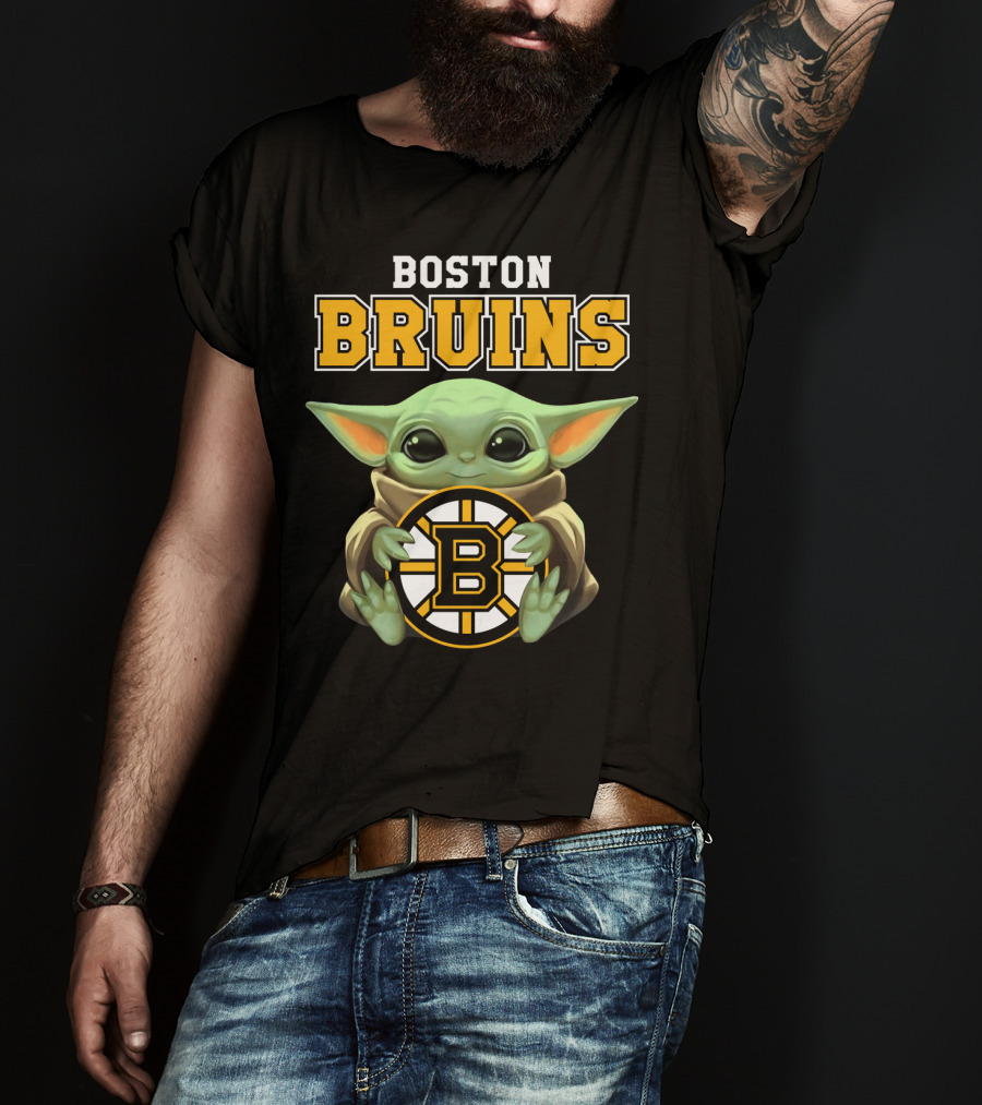 Boston Bruins Baby Yoda Holding T-Shirt