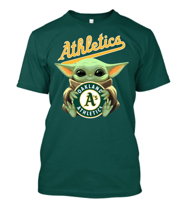 Oakland Athletics Baby Yoda Holding T-Shirt
