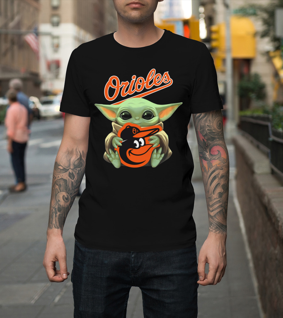 Orioles Baby Yoda Holding Baltimore Orioles T-Shirt