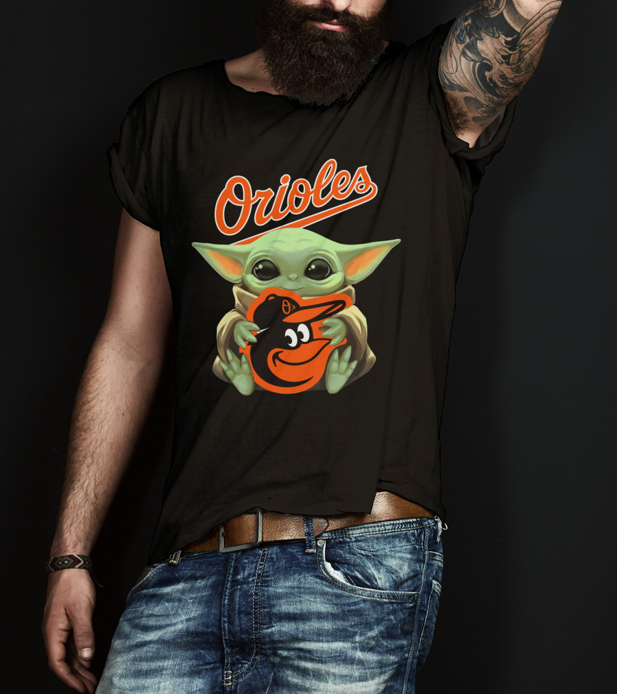 Orioles Baby Yoda Holding Baltimore Orioles T-Shirt