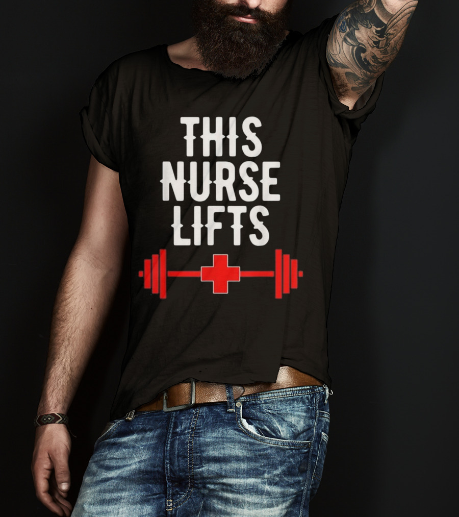 This Nurse Lifts Red Cross Barbell T-Shirt