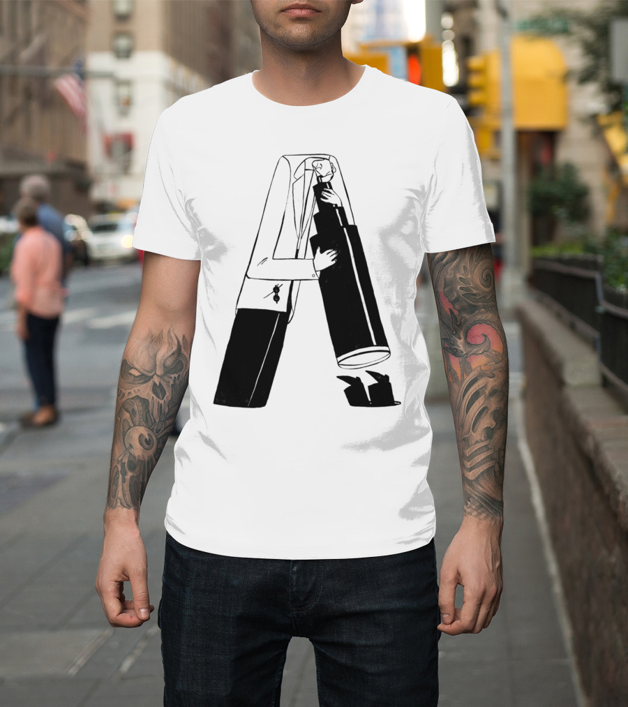 Astronomer Character with Telescope and Suit Styling T-Shirt
