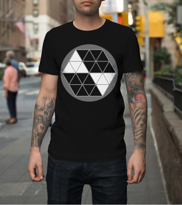 Shirt: Geometric Black and White Triangle Cube T-Shirt Geometric Black and White Triangle Cube T-Shirt