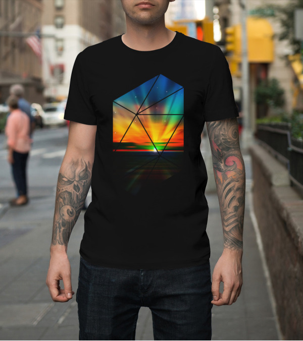 Shirt: Geometric Colorful S Aurora Borealis Inspired Light Burst T-Shirt Geometric Colorful S Aurora Borealis Inspired Light Burst T-Shirt