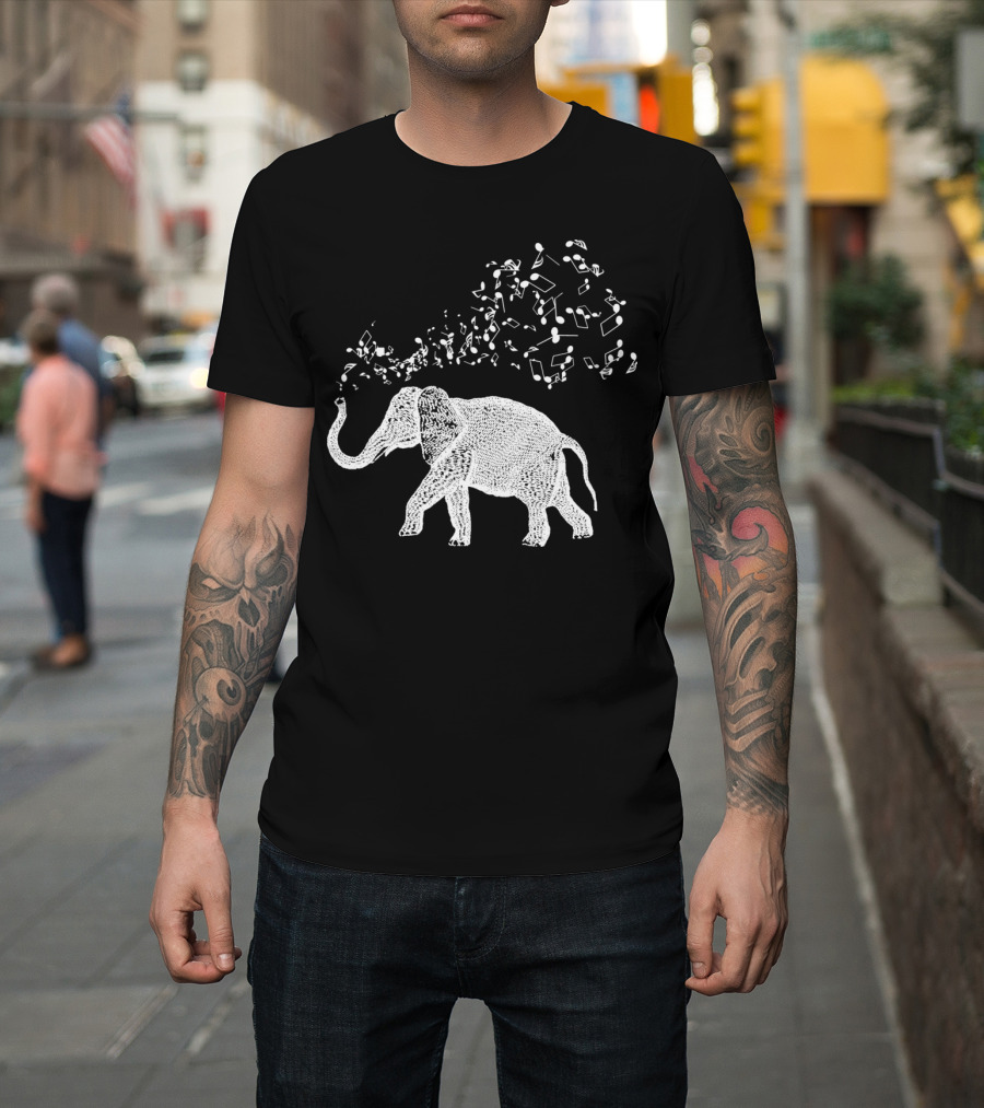 Elephant Music Notes Animal T-Shirt
