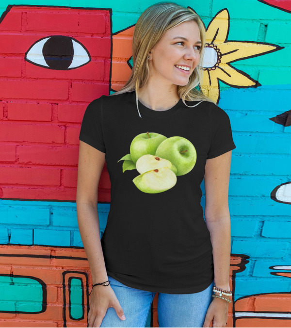 Cut Green Apples With Leaves T-Shirt