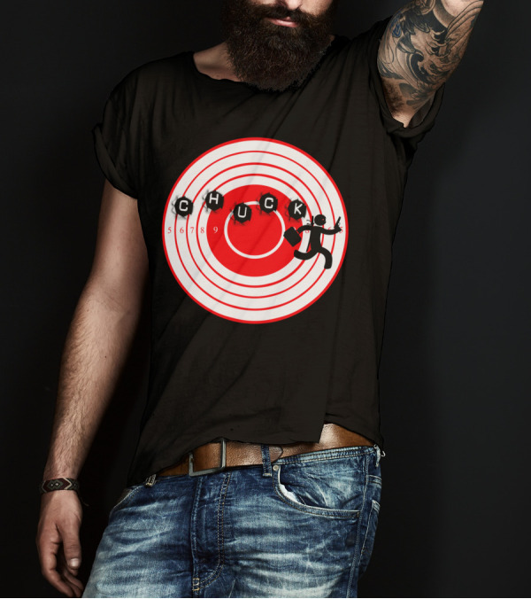 Chuck Ninja Man Target Board Bullseye Figure With Stars And Numbers T-Shirt