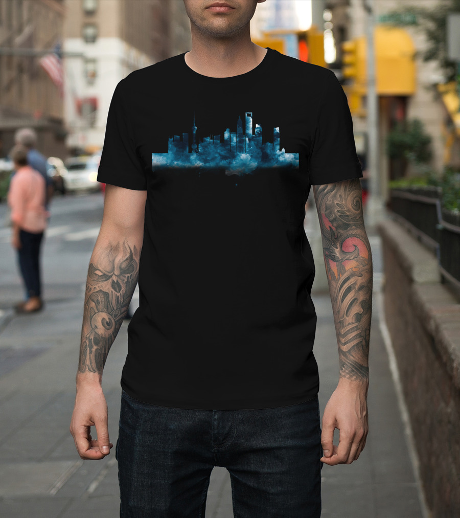 Shanghai Skyline Watercolor Cityscape T-Shirt