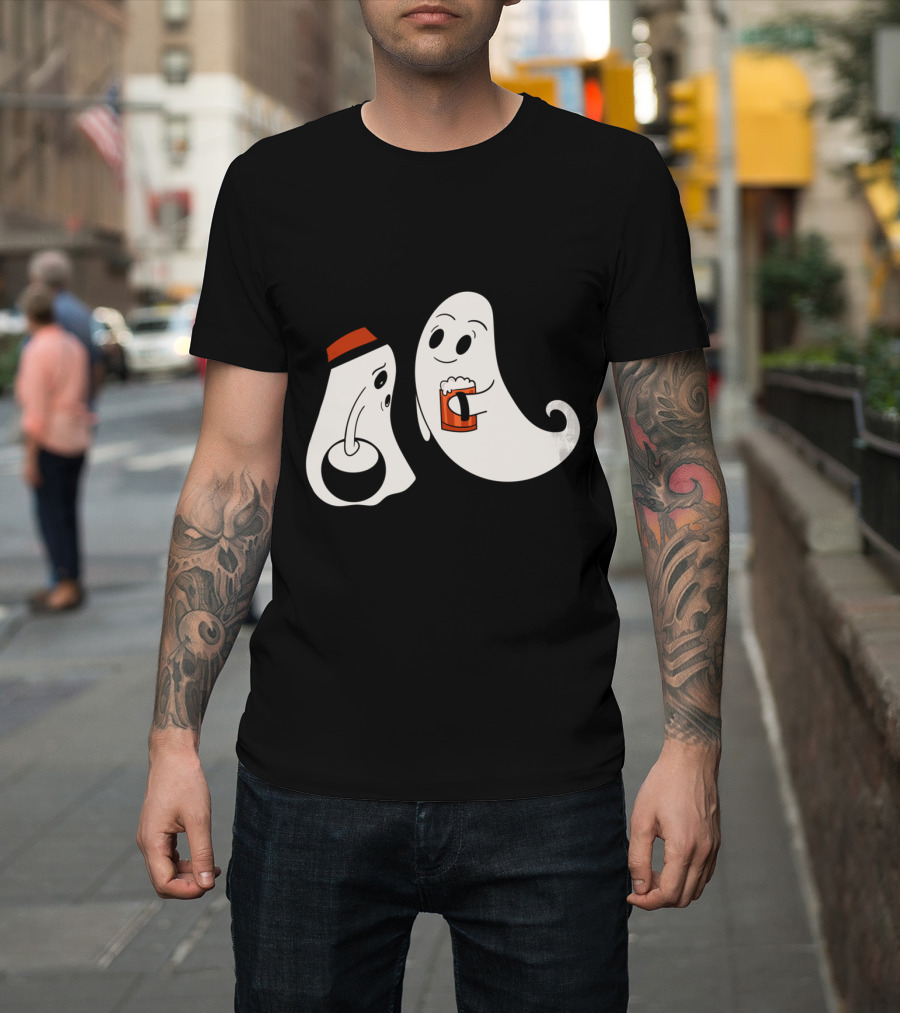 LET'S GET HALLO WASTED Ghosts Halloween Drinking Fun T-Shirt