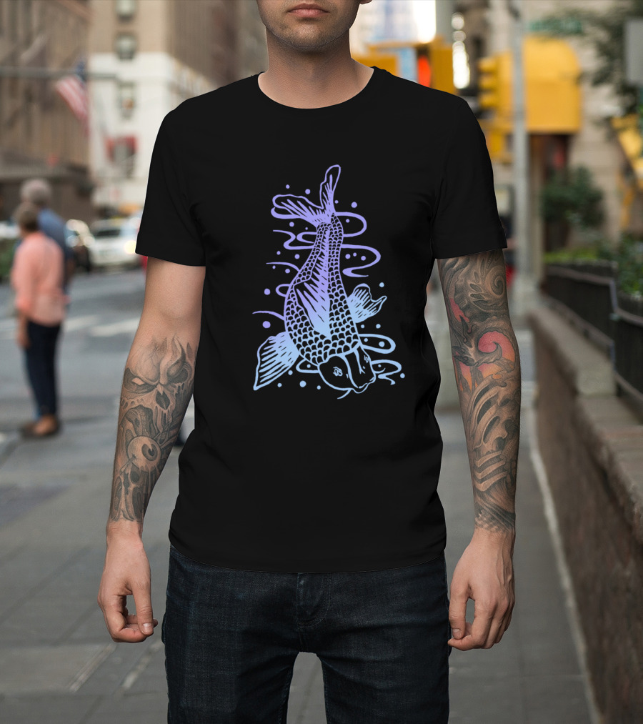 Ombre Japanese Koi Fish Blue Purple T-Shirt