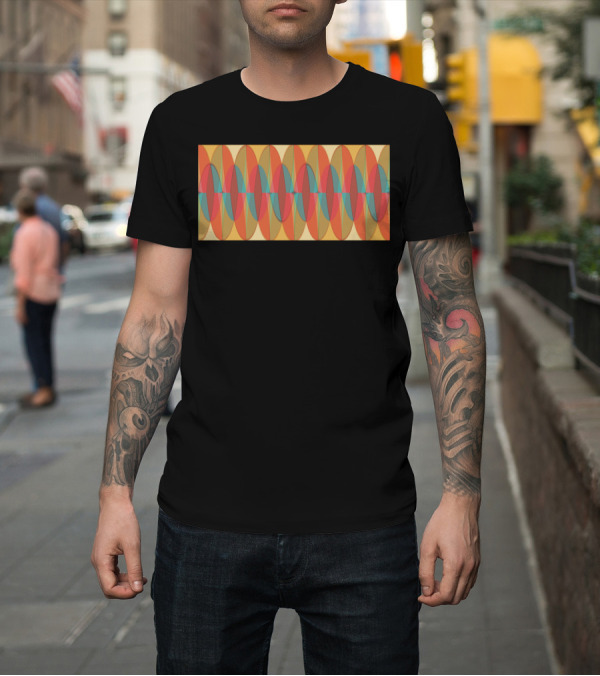 Shirt: Wavy Color Stripe Geometric Pattern Retro Vibe T-Shirt Wavy Color Stripe Geometric Pattern Retro Vibe T-Shirt