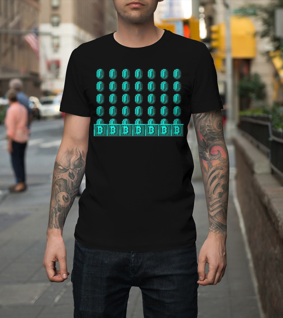 Whips And Blockchains Pixel Bitcoin Coins T-Shirt