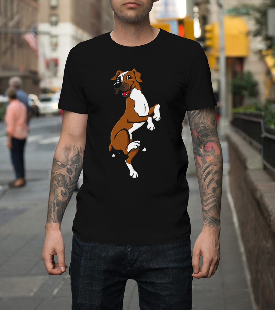 Funny Boxer Dog Cartoon Character T-Shirt