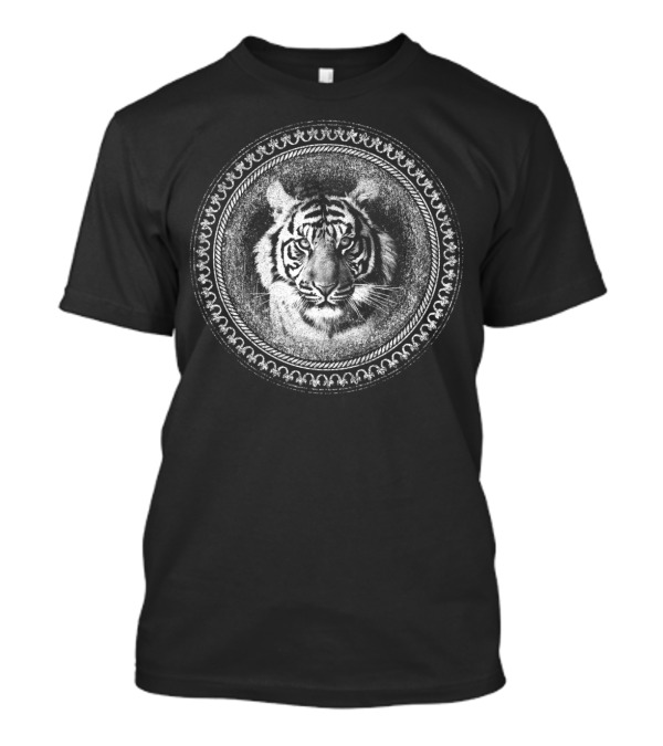 Bengali Tiger Intricate Circle Emblem T-Shirt