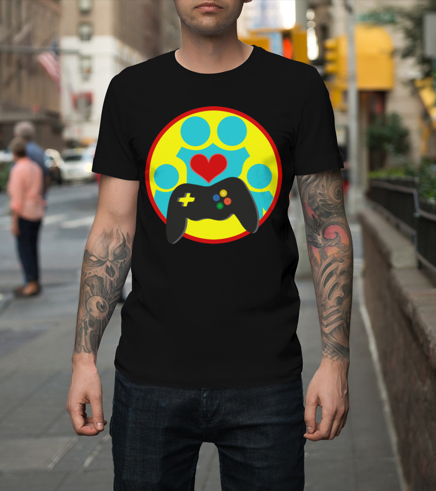 FAMILY FUN TIME Gaming Controller Heart Family Circle T-Shirt