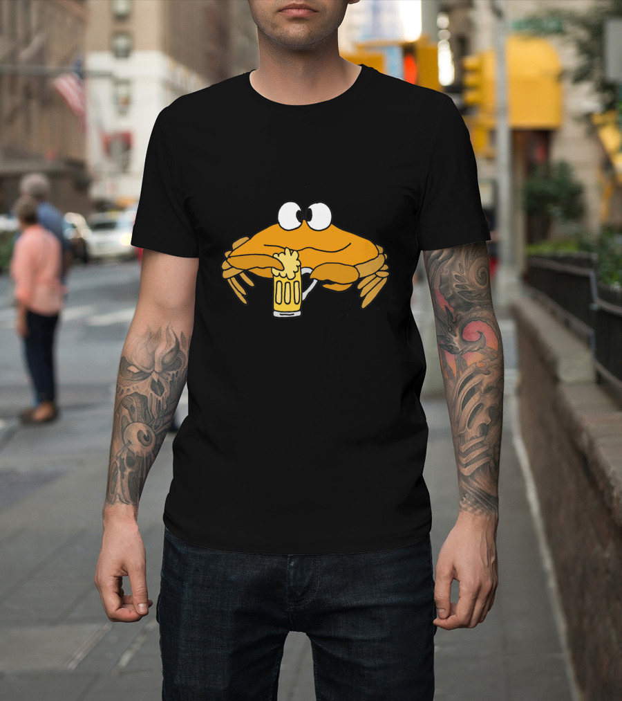 But Officer I've Never Been Able to Walk a Straight Line Funny Funky Crab Drinking Beer T-Shirt