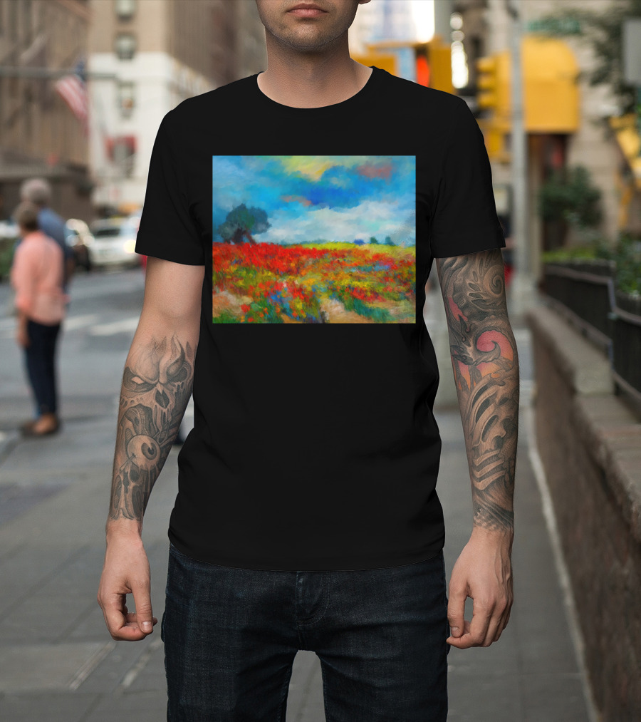 Peaceful Impressions Vivid Landscape of Colorful Fields T-Shirt