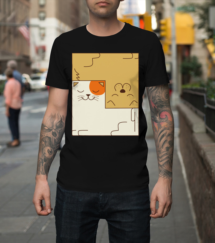 Cat And Dog Minimalist Puzzle Grid T-Shirt