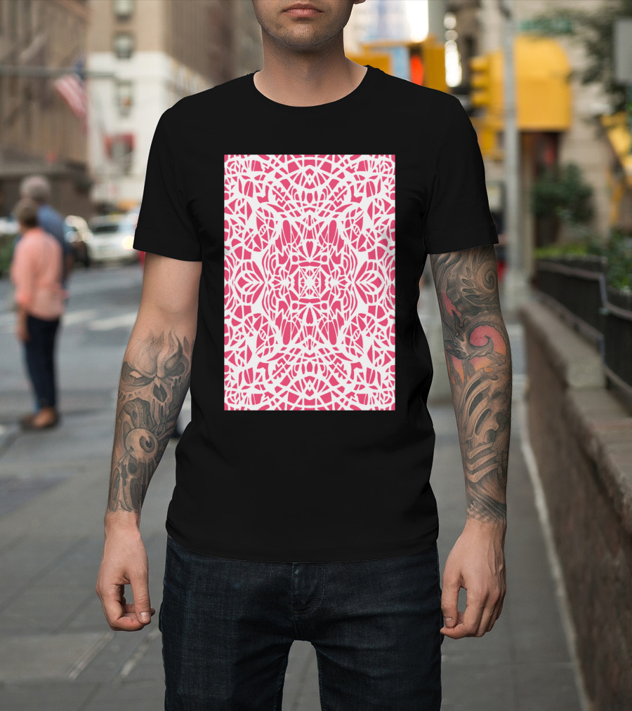 Pink Web Abstract Symmetrical T-Shirt