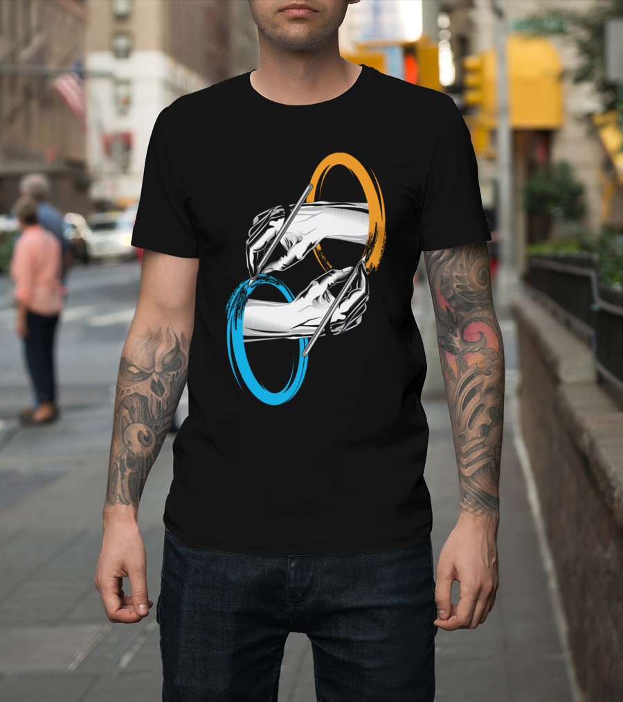 Drawing Portals Hands Painting Circles T-Shirt