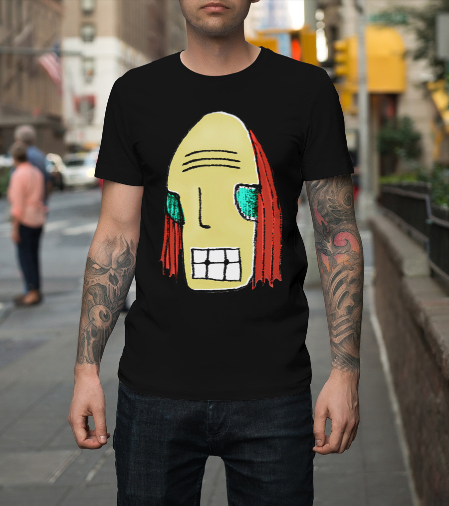 Cool Young Man Character Quirky Face with Red Hair T-Shirt