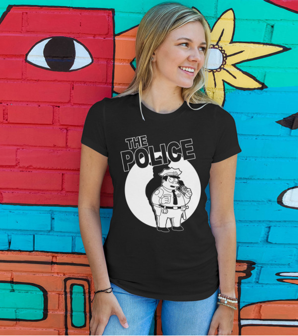 The Police Cartoon Character Eating Donut T-Shirt