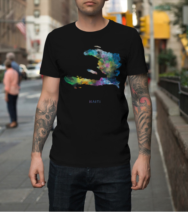 Shirt: Haiti Map Colorful Watercolor T-Shirt Haiti Map Colorful Watercolor T-Shirt