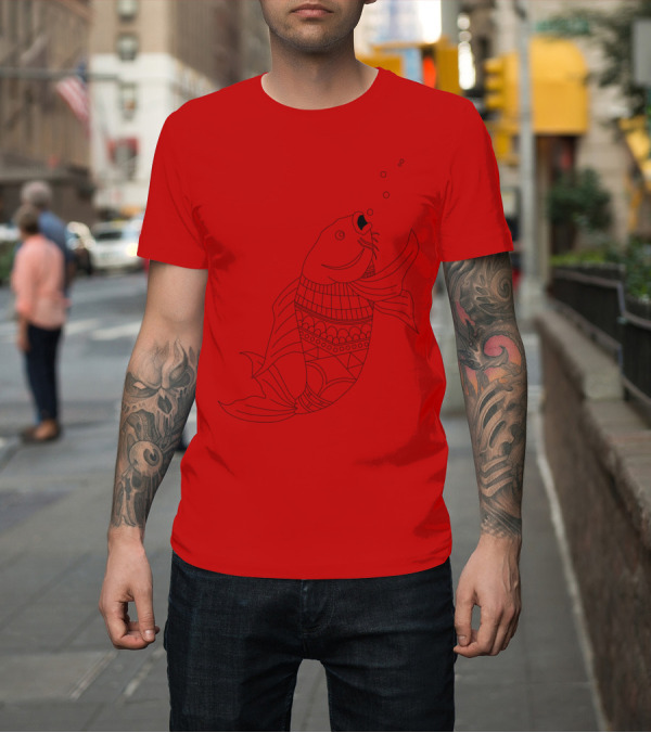 Shirt: Adult Coloring Print Intricate Koi Fish T-Shirt Adult Coloring Print Intricate Koi Fish T-Shirt