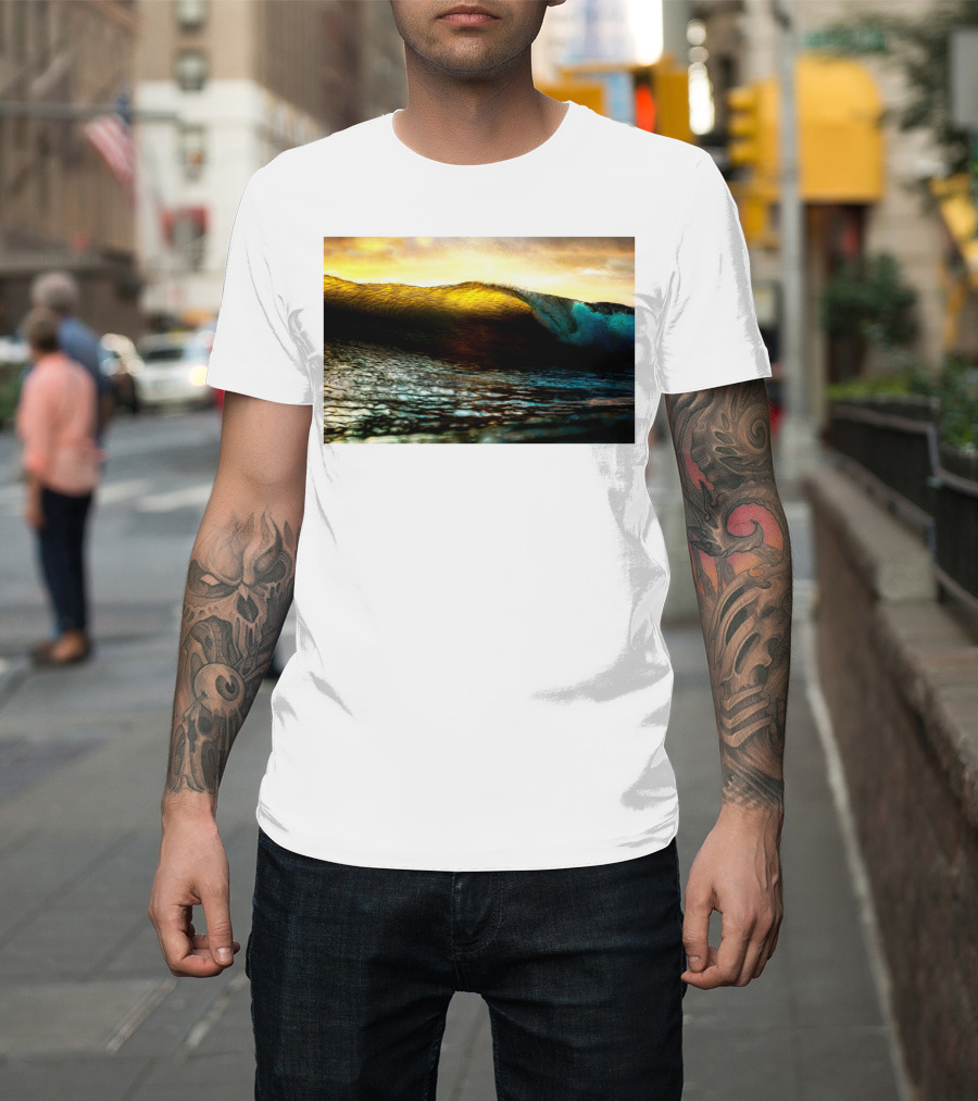 Dusk Waves Art Print Ocean Sunset Reflection T-Shirt