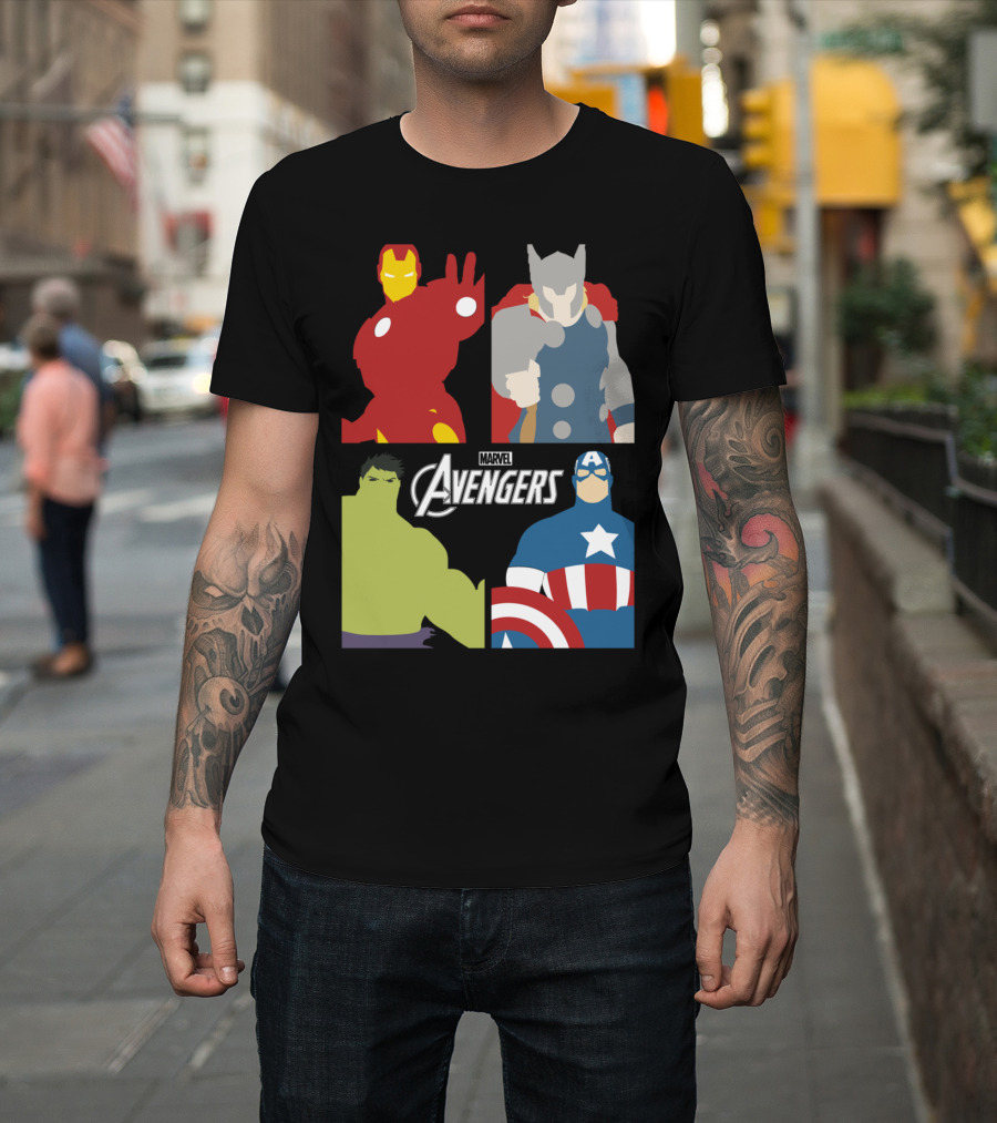 Marvel Avengers Minimal Heroes Iron Man Thor Hulk Captain America T-Shirt