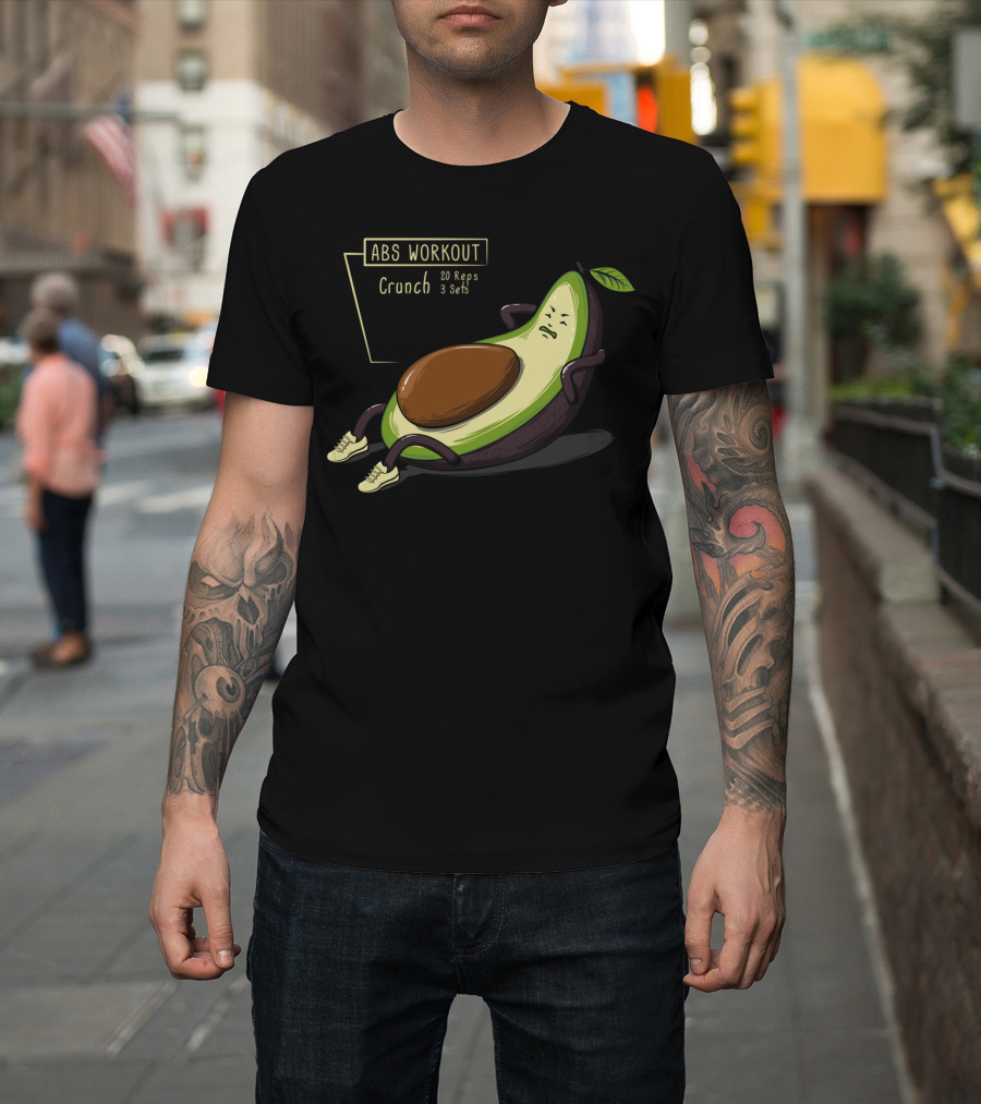 Abs Workout Crunch 20 Reps 3 Sets Avocado T-Shirt