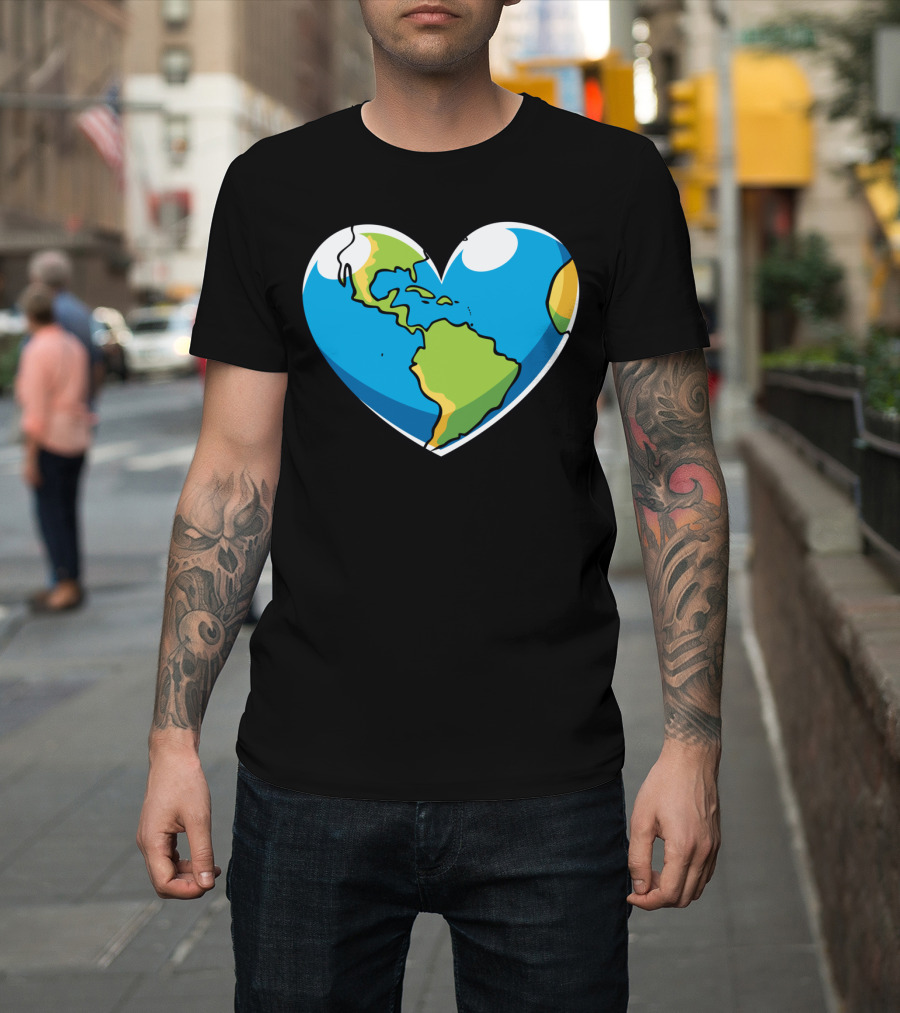 Ecology Concepts Earth Heart Map T-Shirt