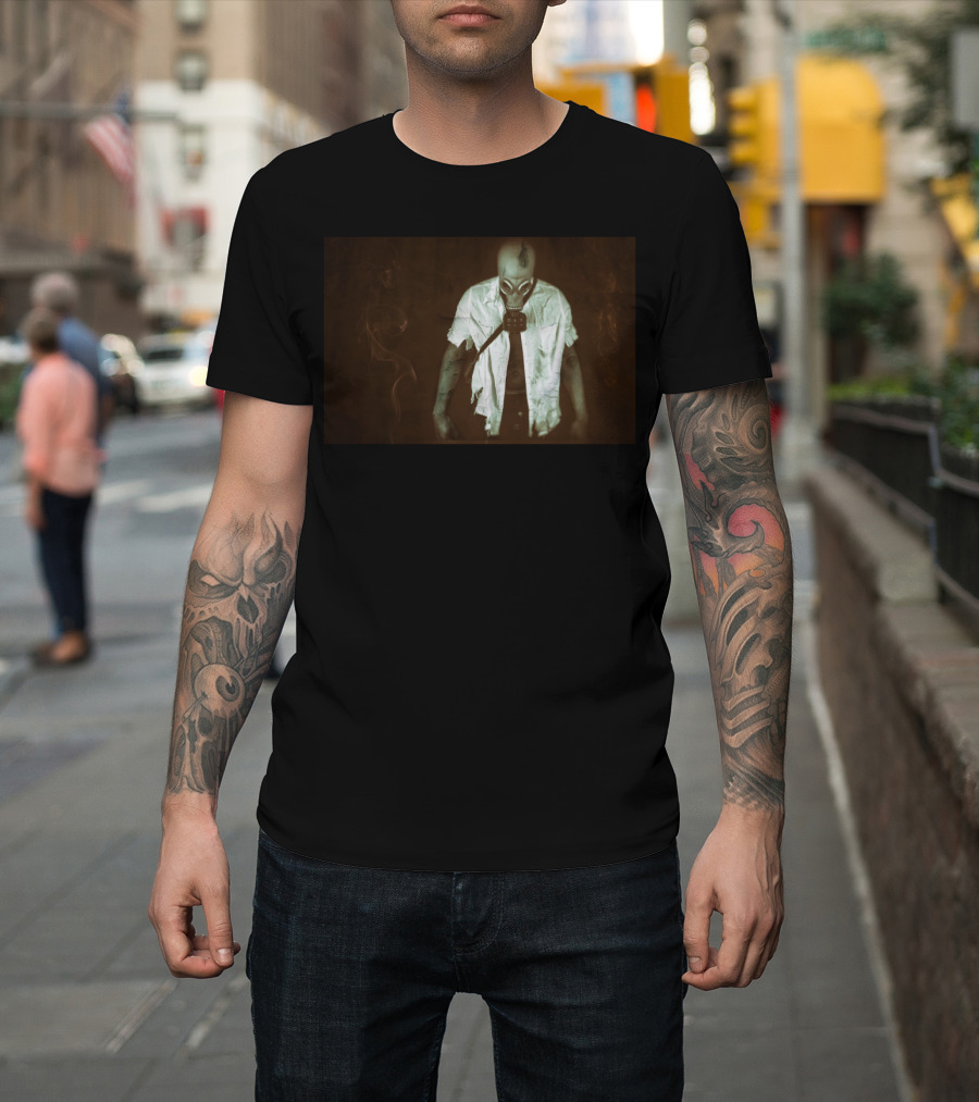Gas Mask Apocalyptic Man Dark Smoky Atmosphere T-Shirt
