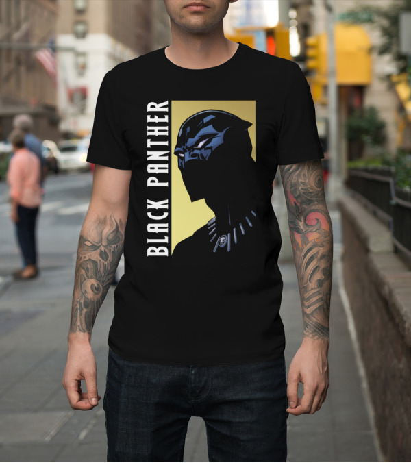Shirt: Black Panther Profile Art Deco Style Marvel Hero T-Shirt Black Panther Profile Art Deco Style Marvel Hero T-Shirt