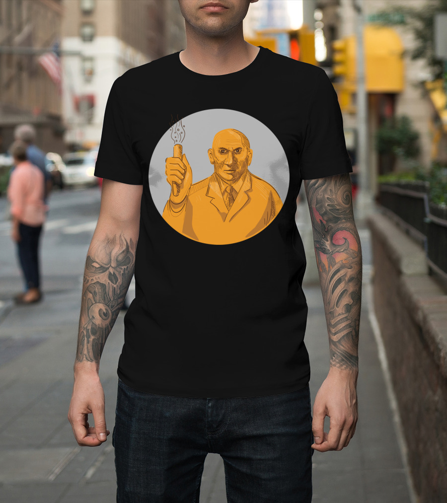 Crazy Scientist Holding Test Tube Circle Drawing T-Shirt