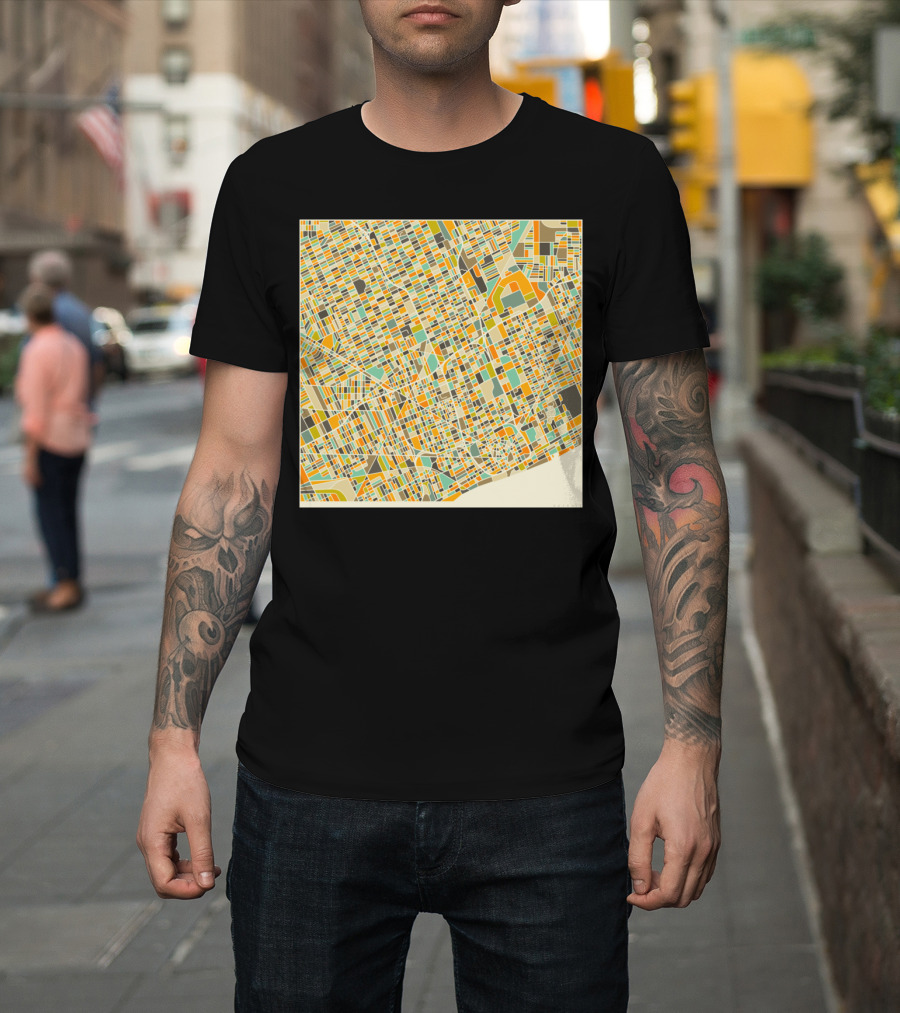 Detroit Urban Map Colorful Grid T-Shirt
