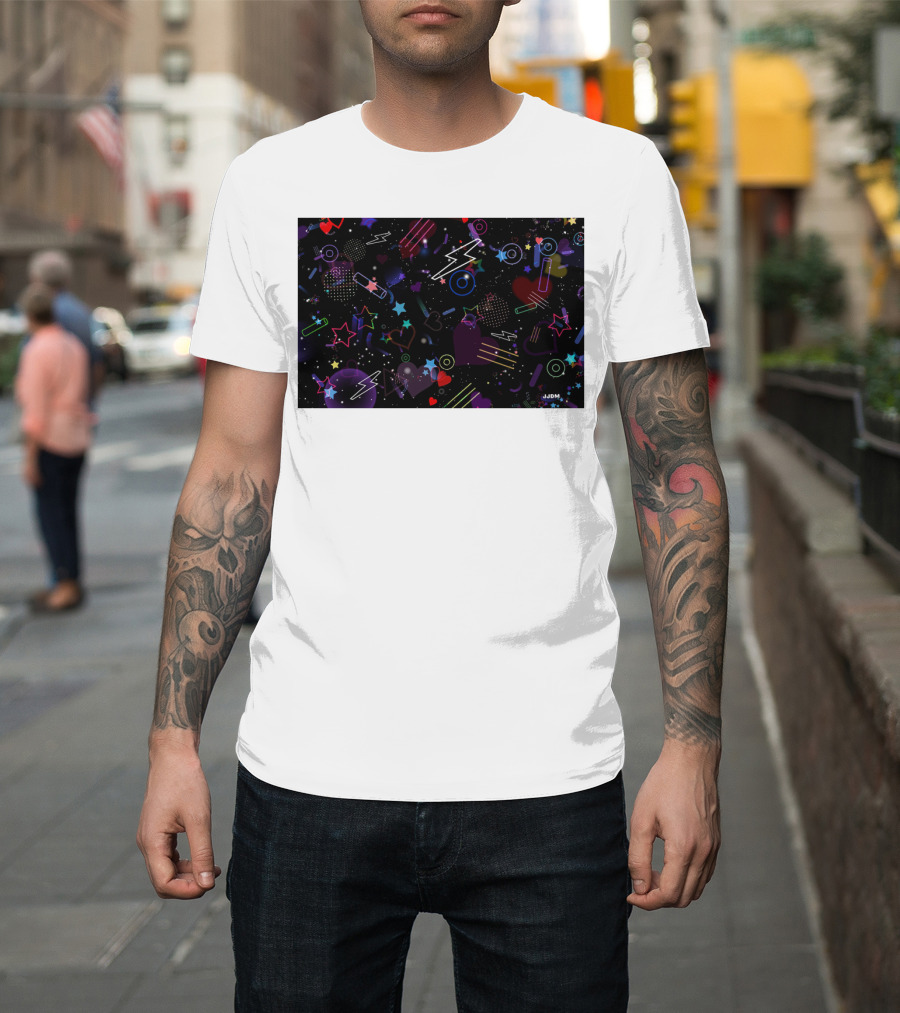 Bass Drop Phone Neon Lightning Star Heart T-Shirt