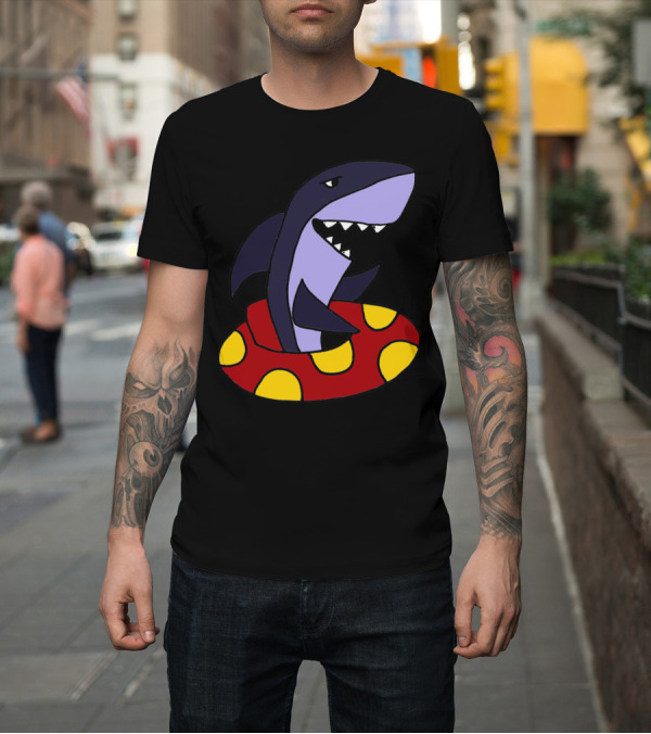 Shirt: Cool Funny Shark Floating in Inner Tube T-Shirt Cool Funny Shark Floating in Inner Tube T-Shirt