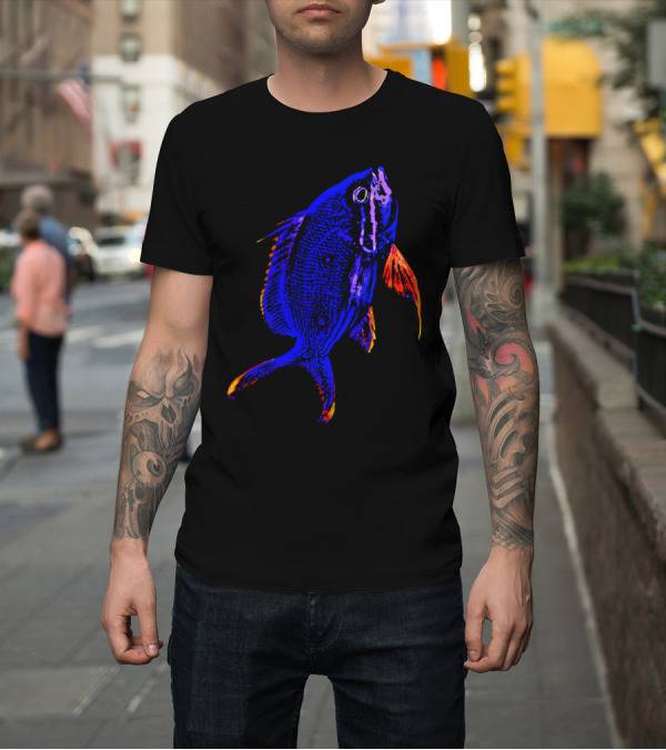 Shirt: Blue Ocean Fish Vibrant Neon T-Shirt Blue Ocean Fish Vibrant Neon T-Shirt