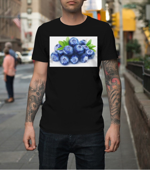 Shirt: Blueberries with Green Leaves Cluster T-Shirt Blueberries with Green Leaves Cluster T-Shirt