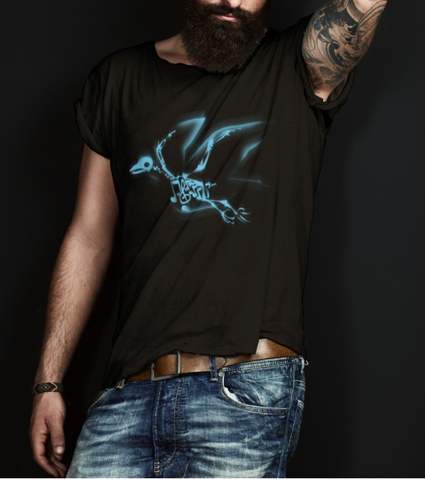 From Inside Music Notes Glowing Bird Skeleton T-Shirt