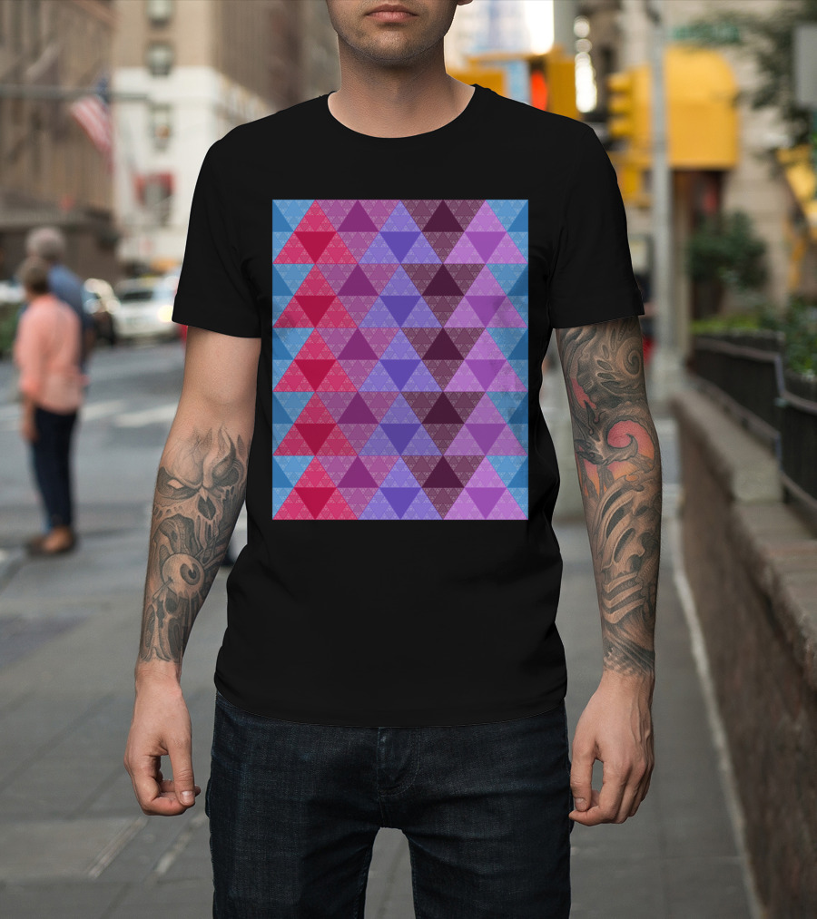 Funky Multicolor Geometric Triangle Pattern Structure T-Shirt
