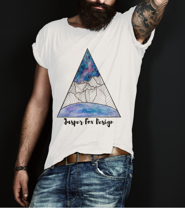 Jasper Fox Design Galaxy Sky Mountain Triangle T-Shirt