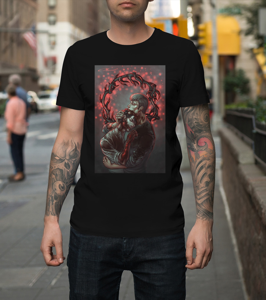 Becoming Pur Dark Fantasy Art with Blood and Antlers T-Shirt