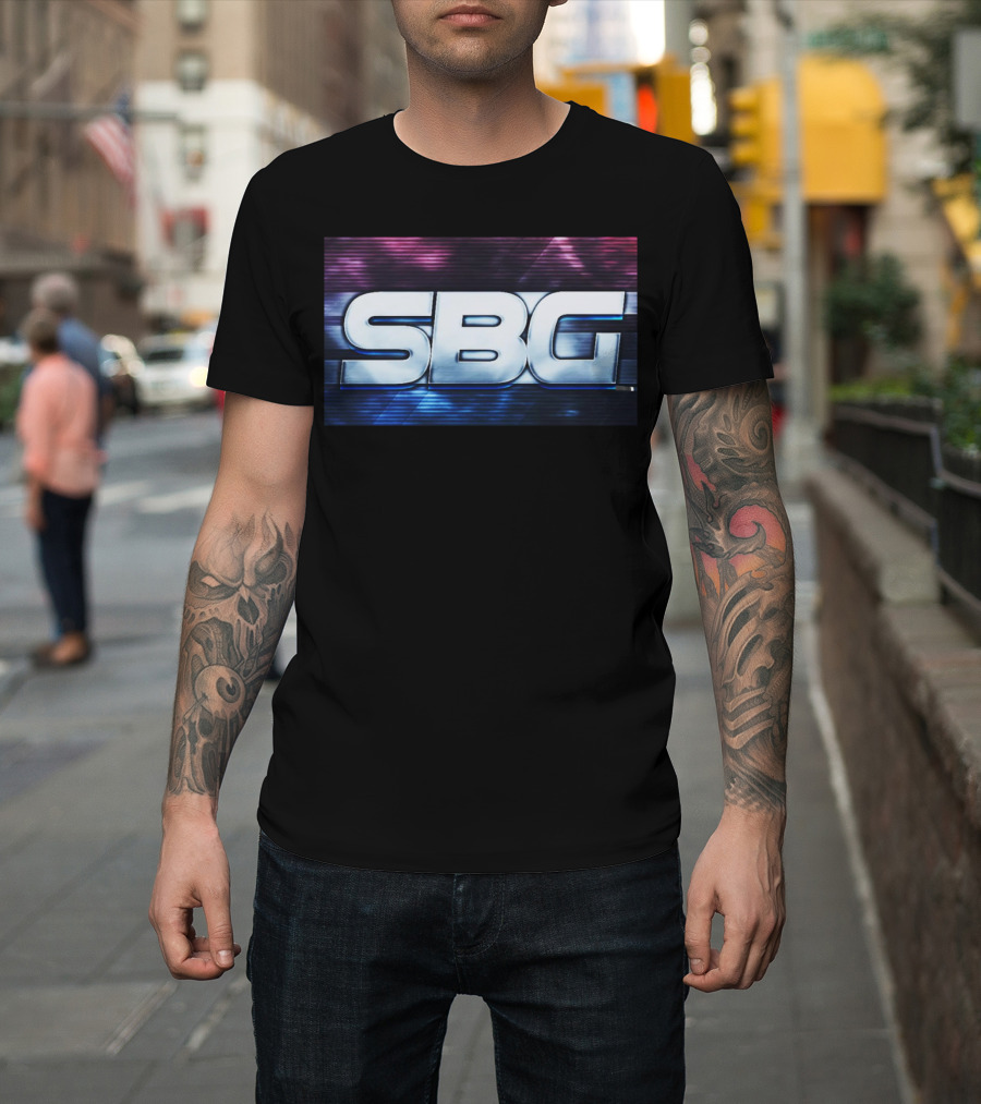 SBG Shiny Metallic Style on Vibrant Purple T-Shirt