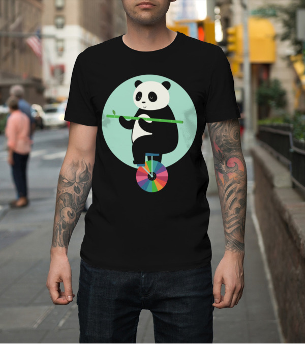 Shirt: Panda Balancing on Colorful Wheel with Bamboo Learn To Balance Your Life T-Shirt Panda Balancing on Colorful Wheel with Bamboo Learn To Balance Your Life T-Shirt