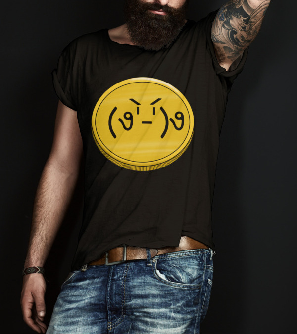 Fight Meh Lenny Face Emoticon Coin T-Shirt