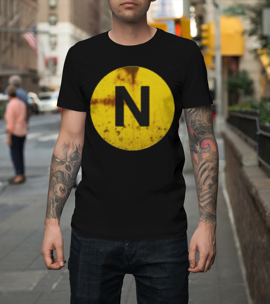 N Train Sign NYC Subway Circular Yellow T-Shirt